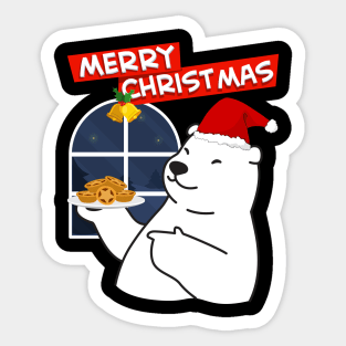 Merry Christmas Polar Bear  Christmas Cookies Sticker